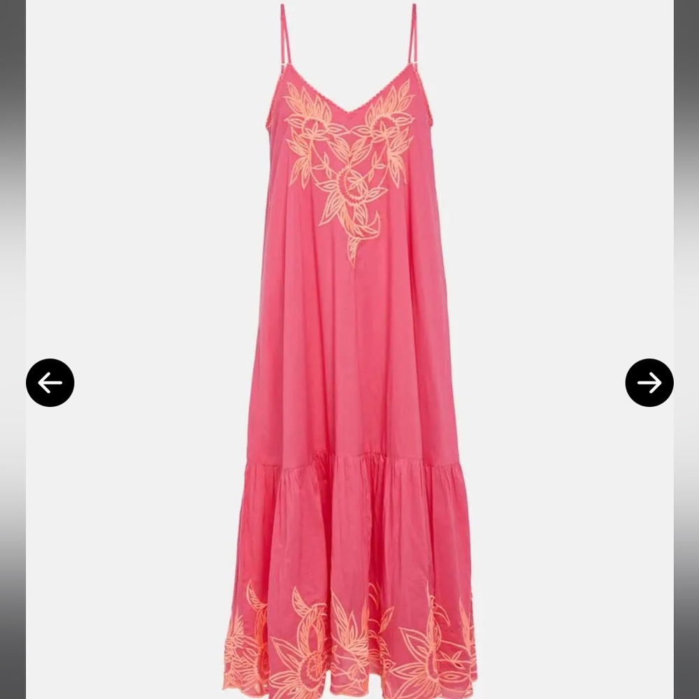 Juliet Dunn Pink Maxi Dress with Orange Embroidery Sz 1/S NWOT